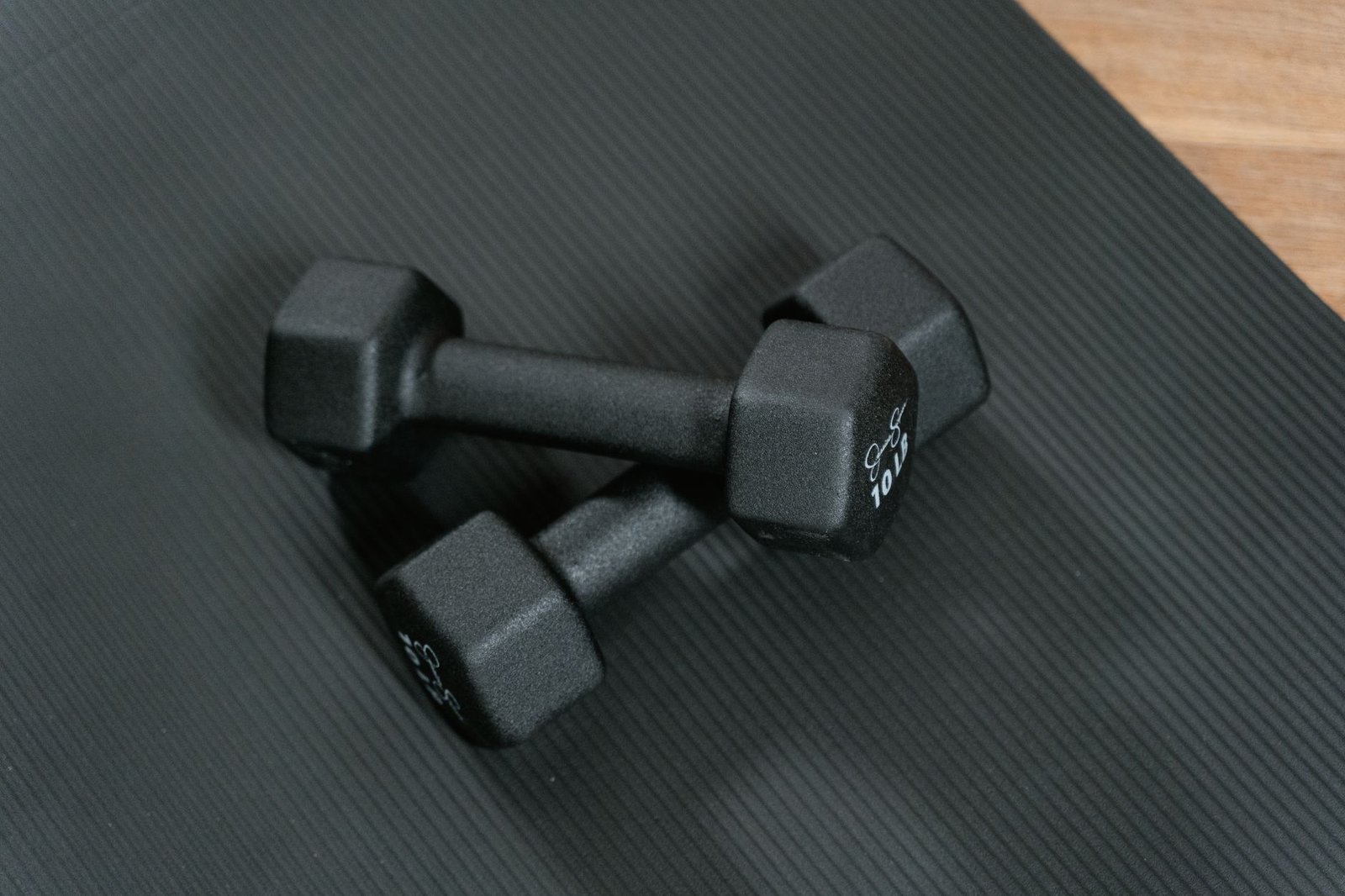A small set of wellness equipment in a bright home setting.